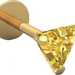 Triangle Shape Diamond 14K Pure Yellow Gold Nose Pins Studs Jewellery For Women And Girl-image-87