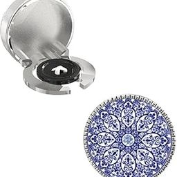 – Snap-on Shirt Button Cover Cufflinks Set for Men -Ritual Mandala Design Pattern-picture-12