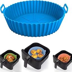 Air Fryer Silicone Liners – Round Nonstick Reusable Baking Tray with Ear Handles | Heat-Resistant Multicolor Air Fryer Pot for Cooking, Oven, Microwave | Dishwasher Safe Insert Accessory-18