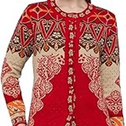 Women's Woolen Wool Fullsleeve Winter Wear Self Design, Floral Printed Buttoned Cardigan Sweater-picture-14