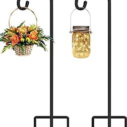 FEED GARDEN Adjustable 48 Inch Small Shepherd Hooks for Outdoor, Garden Hook for Lanterns, Shepard Hooks for Hanging Plants, Bird Feeders, Solar Lights, Mason Jars, Weddings Decor,2 Pack-10