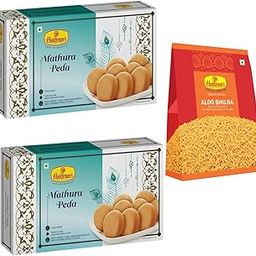 Haldirams Nagpur Mathura Peda (Pack Of 2-250g each) With Aloo Bhujia Standy (200g)-image-5