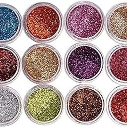 Mahir Glitter Set of 12 Colors, Multi Purpose Glitter Powder for Arts, Crafts, Epoxy Tumblers, Decoration Weddings Cards Flowers, Scrapbooking, Body, Face, Nail 3 gm Each-image-20
