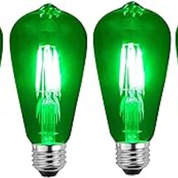 Vintage Edison LED Filament Decorative Bulb (4 Watt) E26/E27 Screw Holder Base, Clear Glass, GREEN LIGHT (PACK OF 4)-image-26