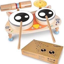 Stoie's Owl Drum Set for Babies and Toddlers 1-5 Years Old- Wooden Percussion Musical Instruments for Kids with Cymbals, Tambourines, Drumsticks, Durable, Safe to Play, Clear Sound, Easy-to asseble-7