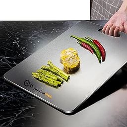 OrganizeMee Large Stainless Steel Cutting Board for Kitchen - Premium Vegetable and Fruit Cutter, Heavy-Duty Metal Chopping Board, Big Size Pad (36 cm X 25 cm)-19
