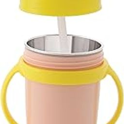 LD LUCIDO DECORE Gravity Hot & Cold Insulated Stainless Steel Sipper Water Bottle for Baby Kids with Straw (Peach, Small, 360 Ml)-image-11