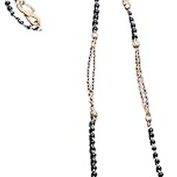American diamond G plated traditional short mangalsutra for women. | Black and Golden-image-67