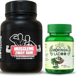 Muscleme 2-Way Gain for Weight Gain & Strength + Moringa Ladoo Tablets – Boost Energy, Immunity & Muscle Growth – Ayurvedic Health Combo (60 Tabs)-image-27