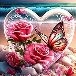 TREXEE DIY 5D Diamond Painting Kits for Adults & Kids , DIY Diamond Paint By Numbers Kit Beech Flowers Heart Diamond Art Kits, 5D DIY Full Drill Seaside Butterflies Paint with Diamonds, Crystal Gem Art for Home Wall Decor (12 x 16 Inch)No Frame-image-90
