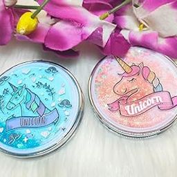 ARPIT MART Unicorn Glitter Mirror for Makeup - Foldable Mini Compact Round Mirror - Return Gift (Pack of 1)-picture-21