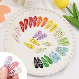 Snap Hair Clips for Girls, 50 Pieces, 2.5 cm, Multi-Coloured Barrettes, Baby and Toddler Hair Accessories-image-120