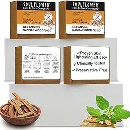 Soulflower Cleansing Sandalwood Soap for Bath |Handmade Luxury Bar for Women or Men, All Skin Types, Smooth Glowing Skin, Dark Spots & Acne, Turmeric, Ashwagandha, Vitamin E, Pack of 2 150g Each-image-20