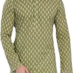 Men's Ethnic Block Printed Soft Pure Cotton Only Slim Fit Kurta-image-14