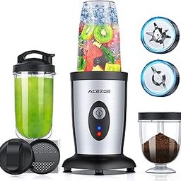 Personal Blender 850W Milkshakes Smoothies Blender 5-in-1 Kitchen Blender with 6 Fin Blade, 2 x 500ml Portable Bottles, 1 Grinding Cup, Fruit Juice,-44