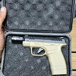 Gun Shaped Lighter with Box | Metal Body with Flip-Top Style | Windproof Jet Flame (Beige)-image-55