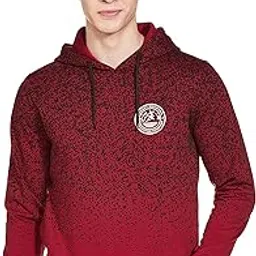 the indian garage co Men Polyester Regular Fit Abstract Overhead Hooded Sweatshirt-picture-21