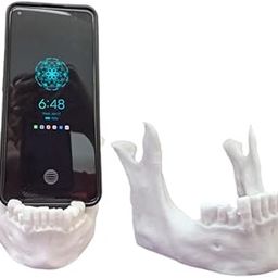 Time To 3D Jaw Shaped Mobile Phone Stand Smartphone Stand Mobile Stand Phone Stand Smartphone Holder Lightweight Compact Portrait and Horizontal Easy to Carry White-picture-3
