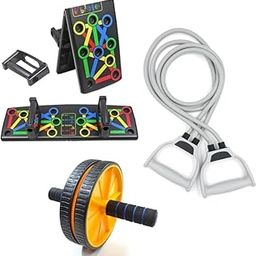Fitness Exercise Set with Push Up Board, Resistance Bands, Ab Wheel, Home Workout Equipment, Multicolor-25