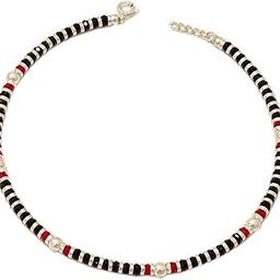 Nazariya Anklet (Payal) with Red Black & Silver 6 Beads in 92.5 Sterling Silver for Girls and Women-image-31