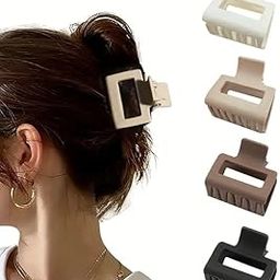 DHANABAPA 6 Piece Matte Claw Clips Set for Thin/Thick Hair, Square & Rectangle Hair Jaw Clips for Women and Girls, Medium Size, Stylish Accessories for Everyday Use - Multicolor-image-1