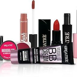 Orgatre All-in-One Beauty Makeup Kit set for Gifting – Eye Kajal, Lip & Cheek Tint, Liquid & Bullet Lipstick, MoodBliss Eyeliner, BB Cream – 6-in-1 Festive Makeup Combo for Eyes, Lips & Face (Assorted)-34
