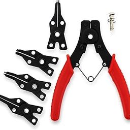 ESPERO Multi-tools Snap Ring Pliers Set – 4 Pc Interchangeable Jaw Head C Clip Pliers Set – Straight, 45, and 90 Degree Angled Jaws (4 Pack Plier)-image-23