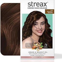 Streax Crème Permanent Hair Colour - 5.4 Walnut Brown Hair Color- 120 ml, 100% Grey coverage, Long Lasting Hair colour for women-8