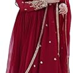 Maroon Georgette Anarkali Suit with Embroidered Dupatta for Weddings & Parties-image-53