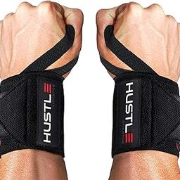 Hustle Athletics Wrist Wraps - Best Support for Weightlifting Bodybuilding & Crossfit Brace Your Wrists to Train Harder Reduce Muscle Strain Comfortable Workout Straps Men Women-image-8