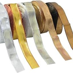 Embroiderymaterial 5 Colors Combo Shiny Gota Laces Roll Borders Material for Blouse, Saree, Lehnga, Suits, Dupatta, Kurtis, Embroidery, Craft & DIY (20 Meters/Color, 1.3 CM Width)-image-45