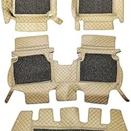 Dhanvine Premium 7D Luxury Double-Stich Leatherite Material with Grass Pad Waterproof and Washable Car Floor Mat, Color Beige Compatible with Maruti Suzuki Ertiga (2018-Present)-image-29