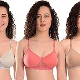 Women's Cotton Blend Lightly Padded Wirefree T-Bralette Bra Combo-image-22