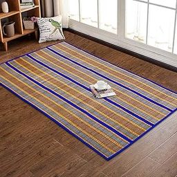 Haus Fabula Natural Madurkathi Handweaving Chatai Mats/Yoga Mat/Prayer Mat/Floor Mat for Home, Office, Boutiques, Shops |Sleeping Mat for Floor, 6 X 3 Feet, Blue-image-44