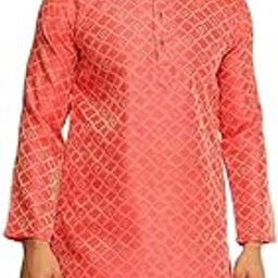 (Since 1958 Men's Jacquard Silk Geometric Woven Design Long Kurta-image-1
