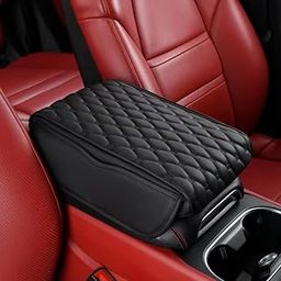 Automaze Center Console Arm-rest Cover Pad With Side Pockets, Universal Fit for SUV's, Car Armrest Seat Box Cover, Leather Auto Armrest Cover (Black, For SUV's-XL)-0