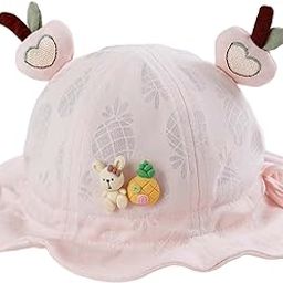 Cap for Baby Girl, Windproof Summer Hat for Girls 3-18 Months, Comfortable and Breathable Outdoor Sun Hat for Beach and Park(Pink)-image-70