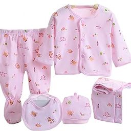 First Kick Presents New Born Baby Summer Wear Baby Clothes 5Pcs Sets 100% Cotton Baby Boys Girls Unisex Baby Cotton/Summer Suit Infant Clothes First Gift for New Born Baby-image-97