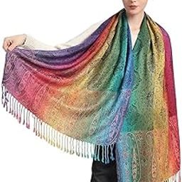 Women Shawl Long Scarf Shawl Aesthetic Color Jacquard Tassels Wraps Shawls Silk-touch Long Scarf Shawl Women Beach Wraps Beach Cover Ups, 70x200cm-image-31