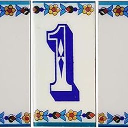 Shiv Kripa Blue Art Pottery Ceramic Number Tiles (2 * 4 inch/Set of 3 Tiles)-picture-24