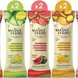 Sweetmate Electrolyte Powder Sugar-Free – 5g (10 Sachets) | 5 Fruity Flavours (Watermelon, Mango, Lime, Orange, Strawberry) | 10x Electrolytes | Stevia-Sweetened | No Sugar, Preservatives-32