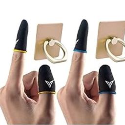 BLAXSTOC PRO (4 Piece) Thumb & Finger Sleeve for Mobile Game, Anti-Sweat & Breathable for Pubg,Cod,Freefire & Fortnite for Android-iOS & (2PCS) of Mobile Holder (3 in1) Pen & (2PCS) of Ring-picture-18