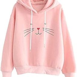 Women's Fleece Cat Hooded Neck Hoodie/Sweatshirts-image-16