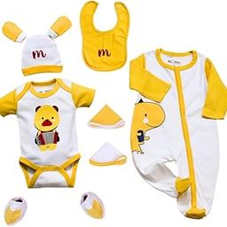 100% Organic Cotton Newborn Baby Rompers, Cap, Booties, Mittens Set | Newborn Essentials-image-17