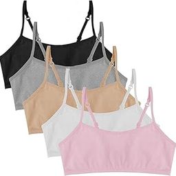 Girls Training Bra - Comfortable Strecthy Crop Cami Training Bras for Girls with Adjustable Straps. Breathable Beginners Bra & Super Soft Material Cotton Bra Pack-image-2