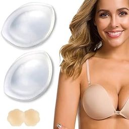 dclub Silicone Bra Inserts with Nipple Cover Gel Breast Pads and Breast Enhancers to Add 2 Cup, Suitable for Bra,Dresses,Swimsuits.etc 145gm ||Clear||-50