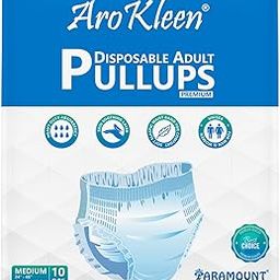 AROKLEEN Premium Adult Pull-Up Diaper Pants Medium Size, 10 Count | Waist Size 61-115 CM | 24"-45" Inches | Unisex | High Absorbency | Leak-Proof Protection Pack of 1-picture-30