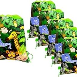 SV Traders Birthday Party Return Gifts Pack of 24 Pcs Non-Woven Jungle Safari Animal Print Drawstring Backpack Bags for Kids Boys Girls (Multicolour)-image-96