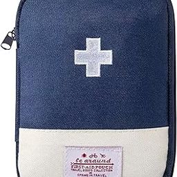 House of Quirk Nylon First Aid Bag,Empty First Aid Pouch,Mini Portable Medical Bag For Outdoor Camping Hiking Travel Emergency,Multifunction Emergency Medicine Storage (Navy Blue)-15