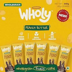 Wholy Wholegrain Peanut Butter Fudgy Center Filled Cake | High Fibre | Moist & Delicious | Eggless | Trans Fat Free | Multigrain Nutritious Balanced Snack - 40g (Pack of 6)-image-50